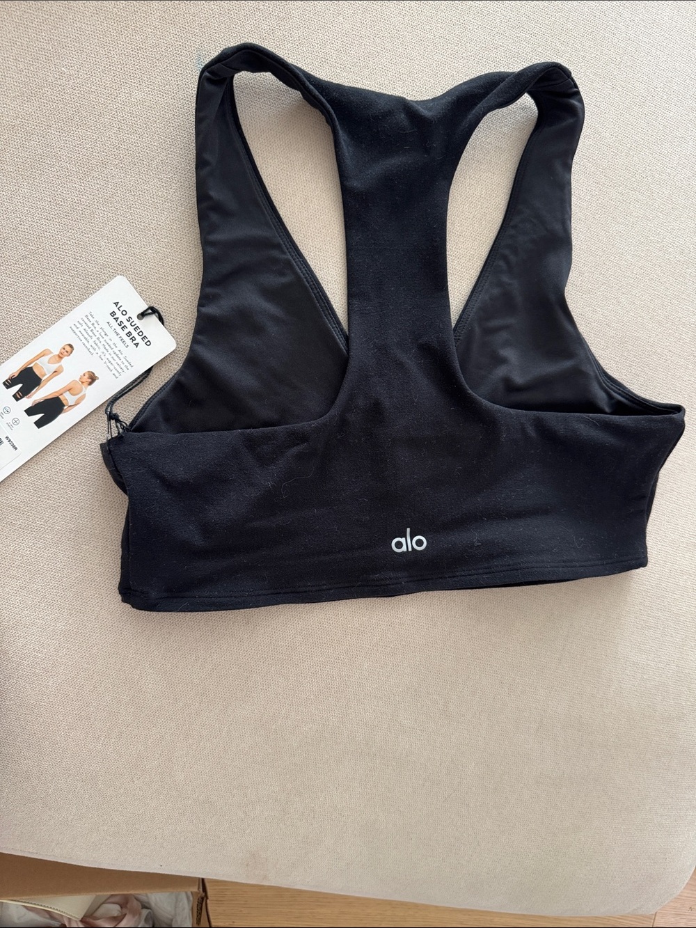 ALO Yoga Black Racerback Sports Bra with Subtle Logo